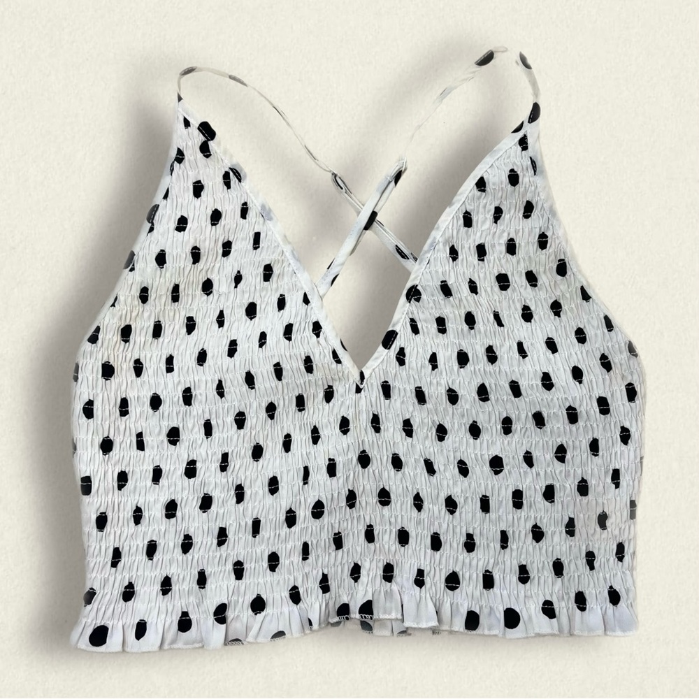 b&w polka dot crop top